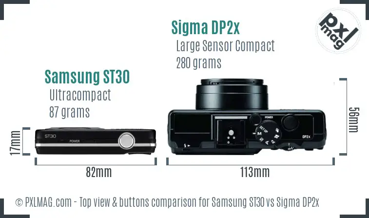 Samsung ST30 vs Sigma DP2x top view buttons comparison