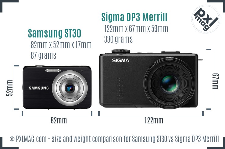 Samsung ST30 vs Sigma DP3 Merrill size comparison