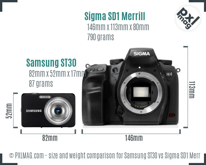 Samsung ST30 vs Sigma SD1 Merrill size comparison