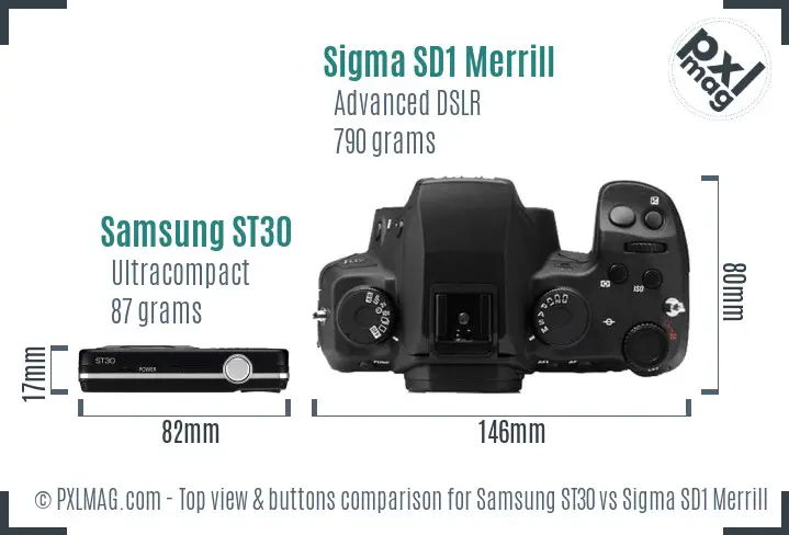Samsung ST30 vs Sigma SD1 Merrill top view buttons comparison