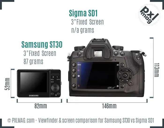 Samsung ST30 vs Sigma SD1 Screen and Viewfinder comparison