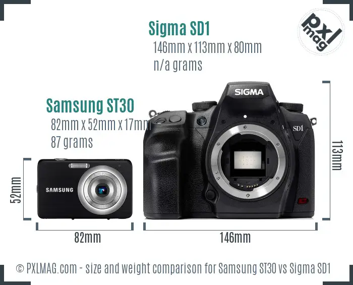Samsung ST30 vs Sigma SD1 size comparison