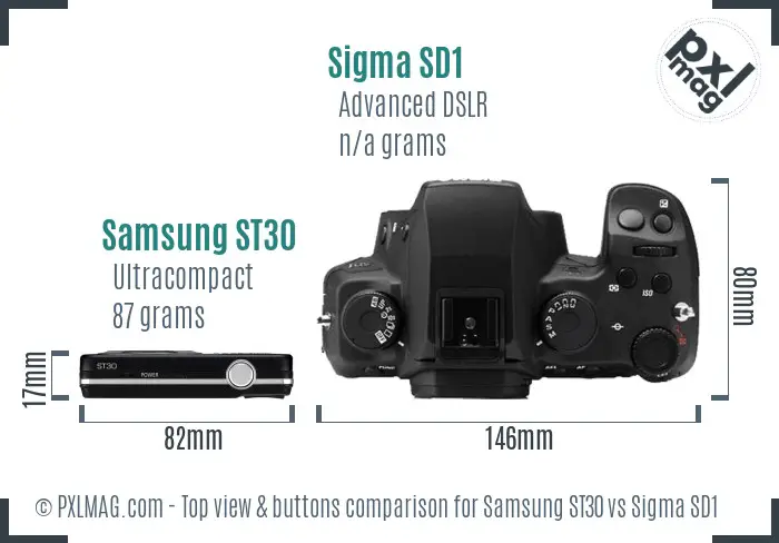 Samsung ST30 vs Sigma SD1 top view buttons comparison