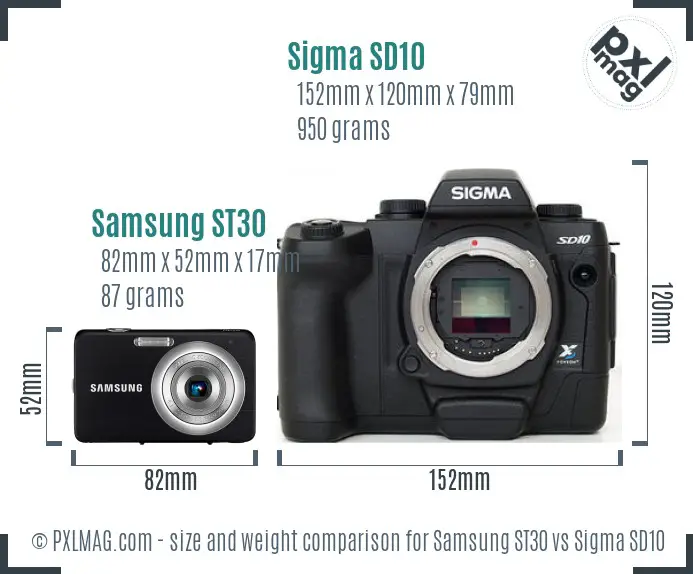 Samsung ST30 vs Sigma SD10 size comparison