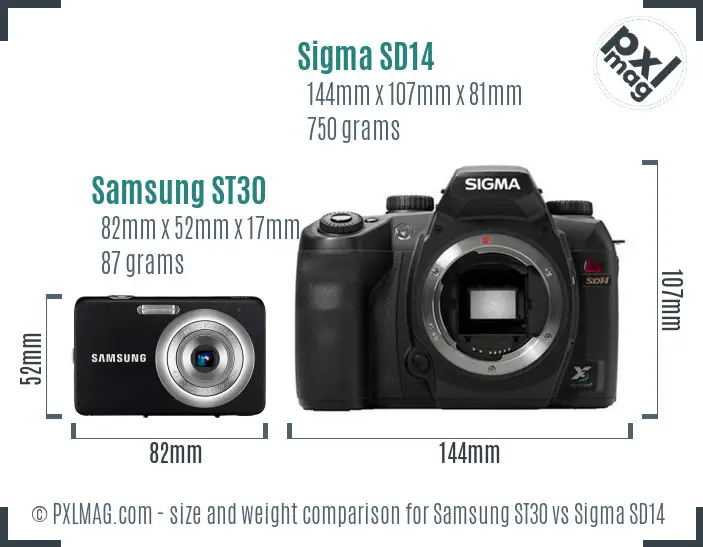 Samsung ST30 vs Sigma SD14 size comparison