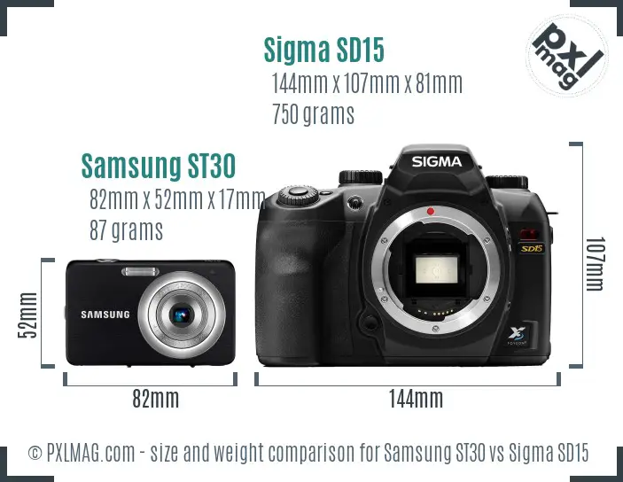 Samsung ST30 vs Sigma SD15 size comparison