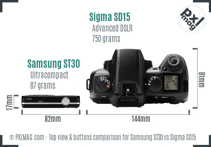Samsung ST30 vs Sigma SD15 top view buttons comparison