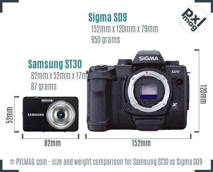 Samsung ST30 vs Sigma SD9 size comparison