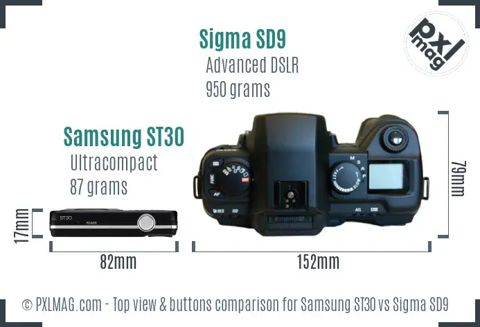 Samsung ST30 vs Sigma SD9 top view buttons comparison