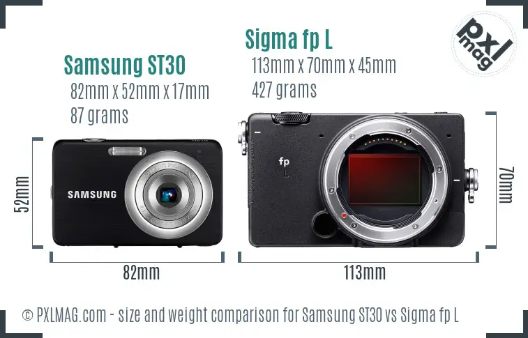 Samsung ST30 vs Sigma fp L size comparison