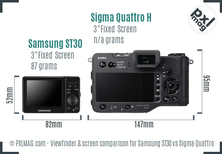 Samsung ST30 vs Sigma Quattro H Screen and Viewfinder comparison