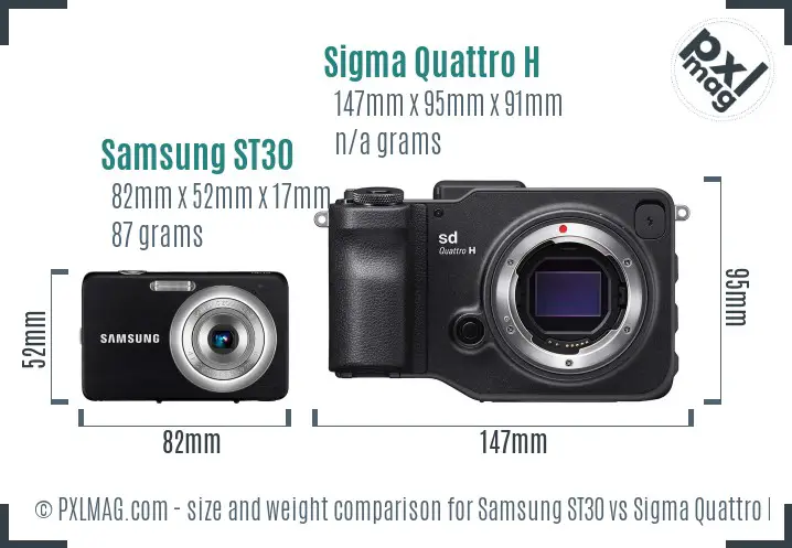 Samsung ST30 vs Sigma Quattro H size comparison
