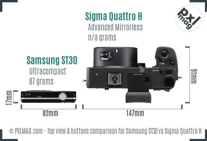 Samsung ST30 vs Sigma Quattro H top view buttons comparison