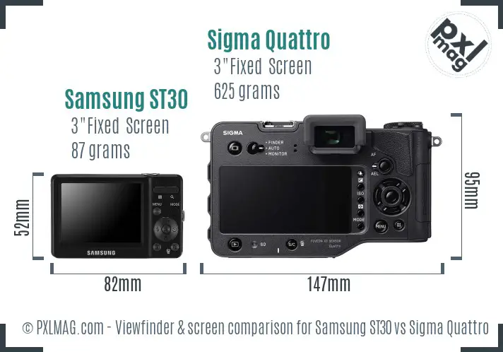 Samsung ST30 vs Sigma Quattro Screen and Viewfinder comparison