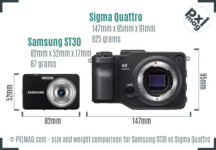 Samsung ST30 vs Sigma Quattro size comparison