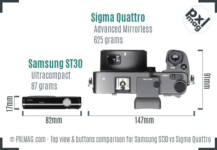 Samsung ST30 vs Sigma Quattro top view buttons comparison