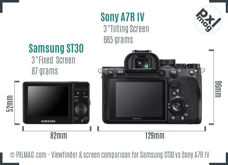 Samsung ST30 vs Sony A7R IV Screen and Viewfinder comparison