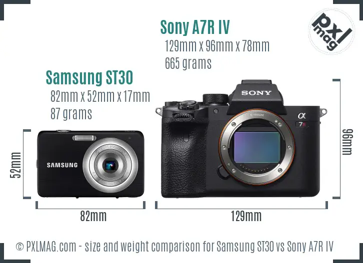 Samsung ST30 vs Sony A7R IV size comparison