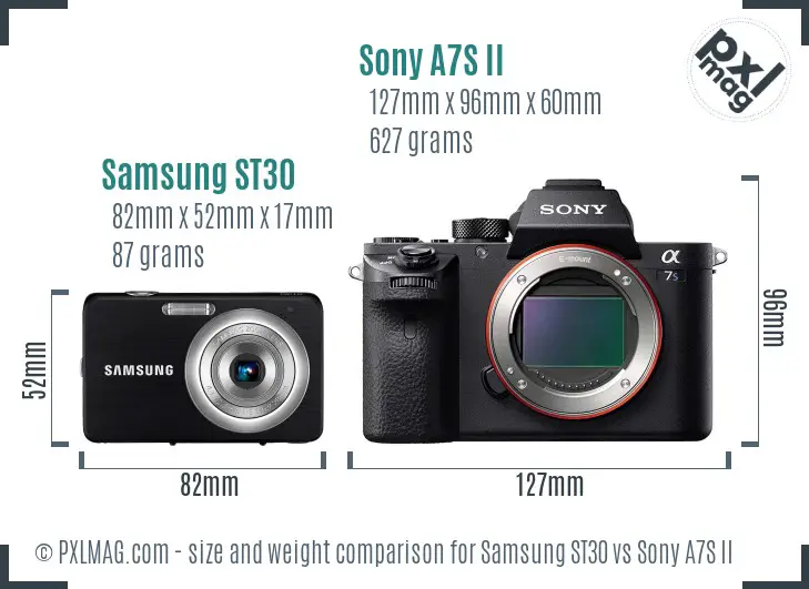 Samsung ST30 vs Sony A7S II size comparison