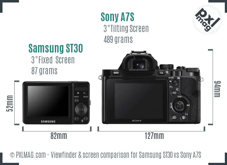 Samsung ST30 vs Sony A7S Screen and Viewfinder comparison