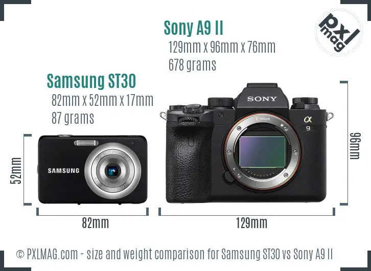 Samsung ST30 vs Sony A9 II size comparison