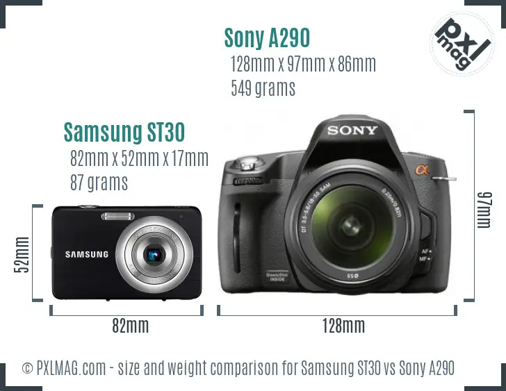 Samsung ST30 vs Sony A290 size comparison