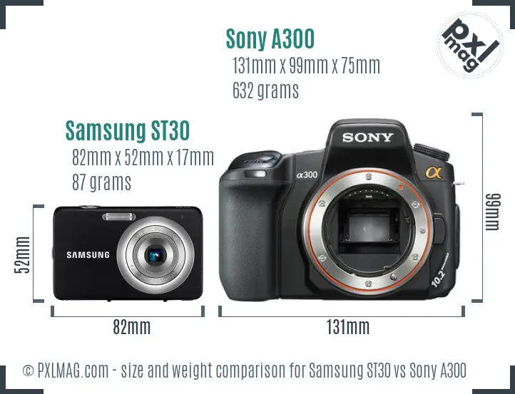 Samsung ST30 vs Sony A300 size comparison Samsung ST30 vs Sony A300 size comparison