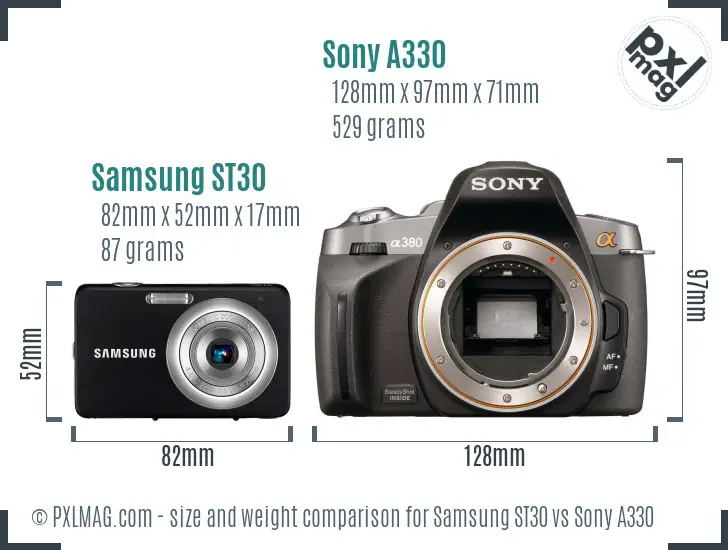 Samsung ST30 vs Sony A330 size comparison