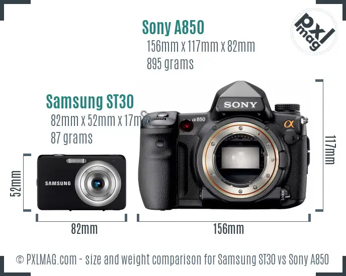 Samsung ST30 vs Sony A850 size comparison Samsung ST30 vs Sony A850 size comparison
