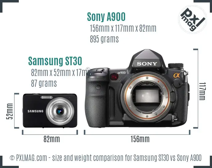 Samsung ST30 vs Sony A900 size comparison Samsung ST30 vs Sony A900 size comparison