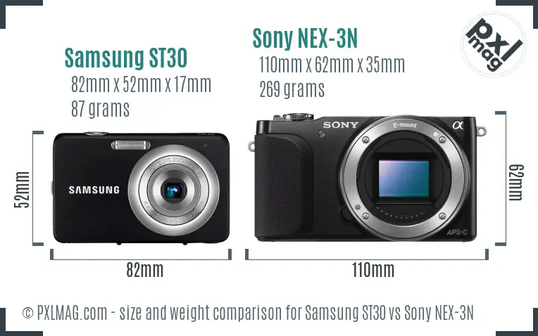 Samsung ST30 vs Sony NEX-3N size comparison