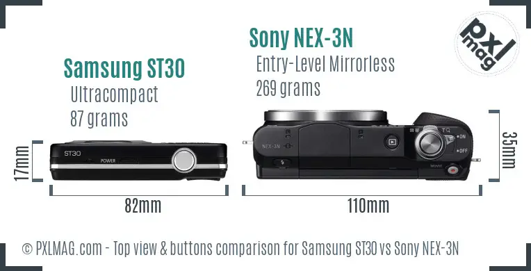 Samsung ST30 vs Sony NEX-3N top view buttons comparison