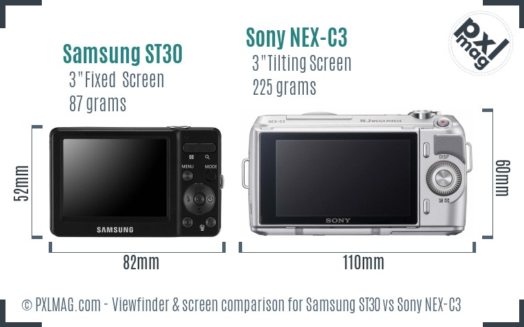 Samsung ST30 vs Sony NEX-C3 Screen and Viewfinder comparison