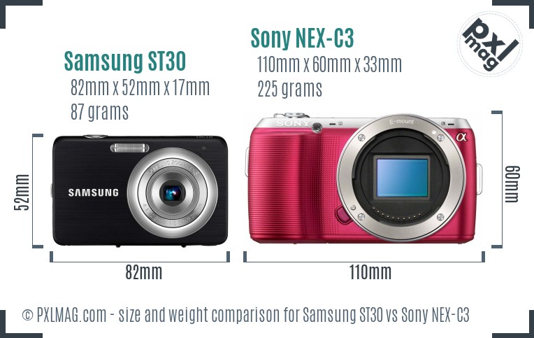 Samsung ST30 vs Sony NEX-C3 size comparison Samsung ST30 vs Sony NEX-C3 size comparison
