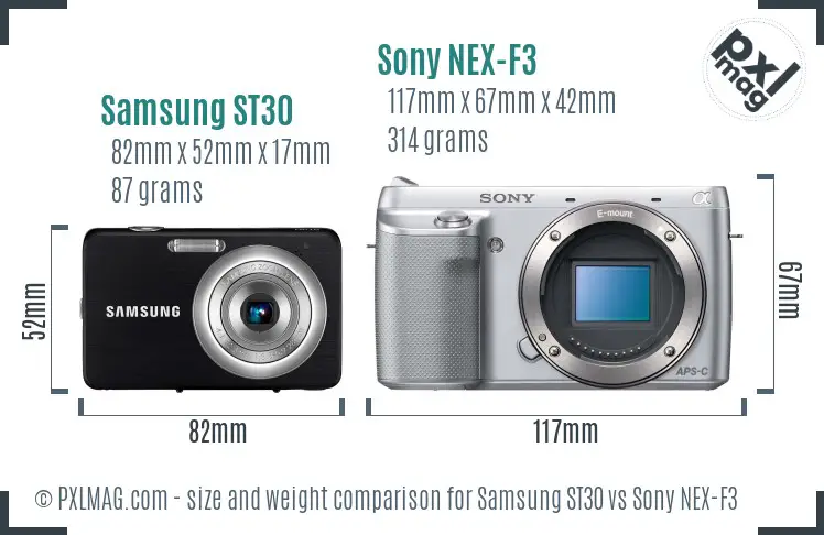 Samsung ST30 vs Sony NEX-F3 size comparison