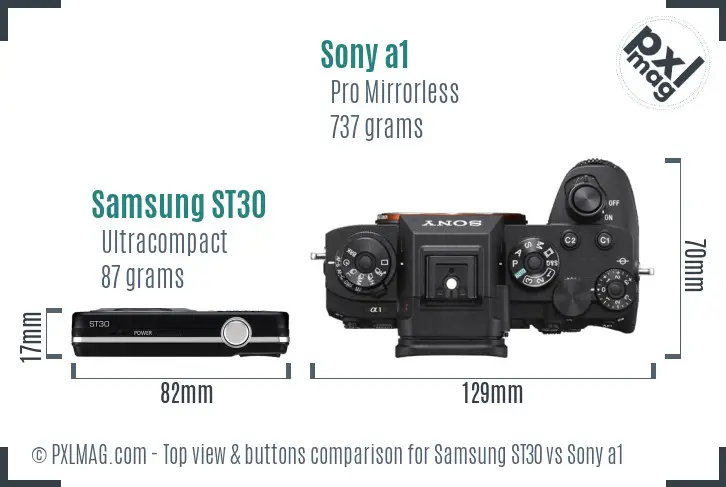 Samsung ST30 vs Sony a1 top view buttons comparison