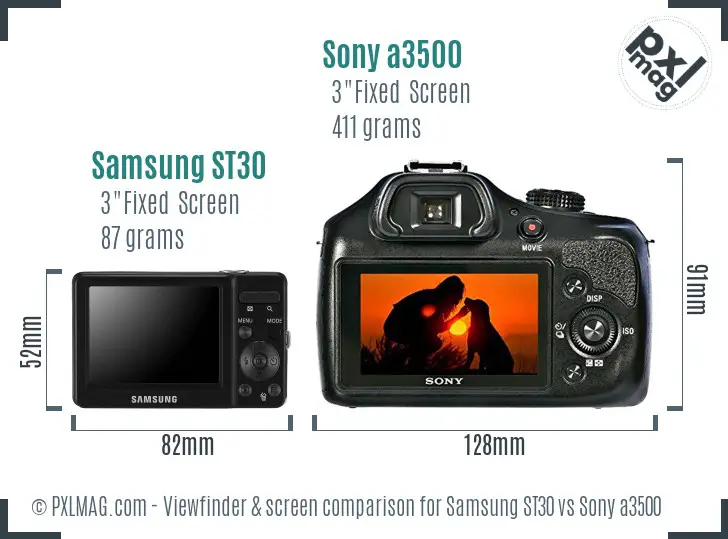 Samsung ST30 vs Sony a3500 Screen and Viewfinder comparison