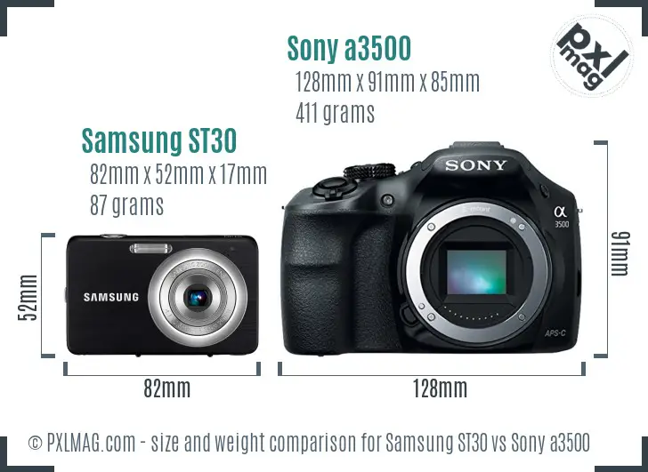 Samsung ST30 vs Sony a3500 size comparison