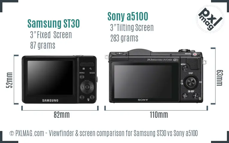 Samsung ST30 vs Sony a5100 Screen and Viewfinder comparison