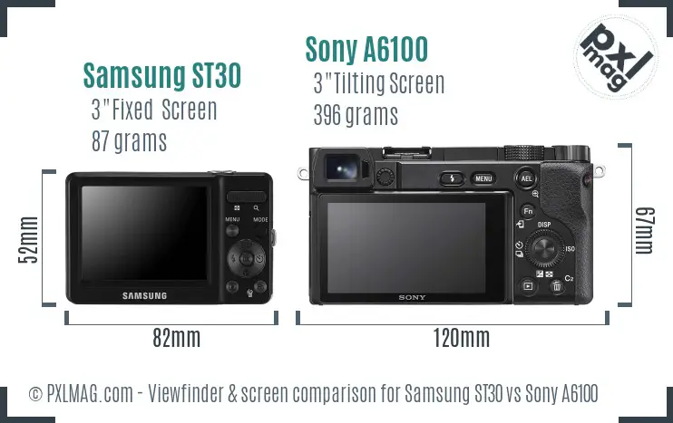 Samsung ST30 vs Sony A6100 Screen and Viewfinder comparison Samsung ST30 vs Sony A6100 Screen and Viewfinder comparison