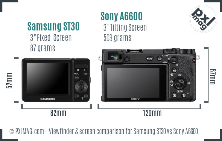 Samsung ST30 vs Sony A6600 Screen and Viewfinder comparison
