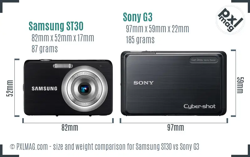 Samsung ST30 vs Sony G3 size comparison Samsung ST30 vs Sony G3 size comparison