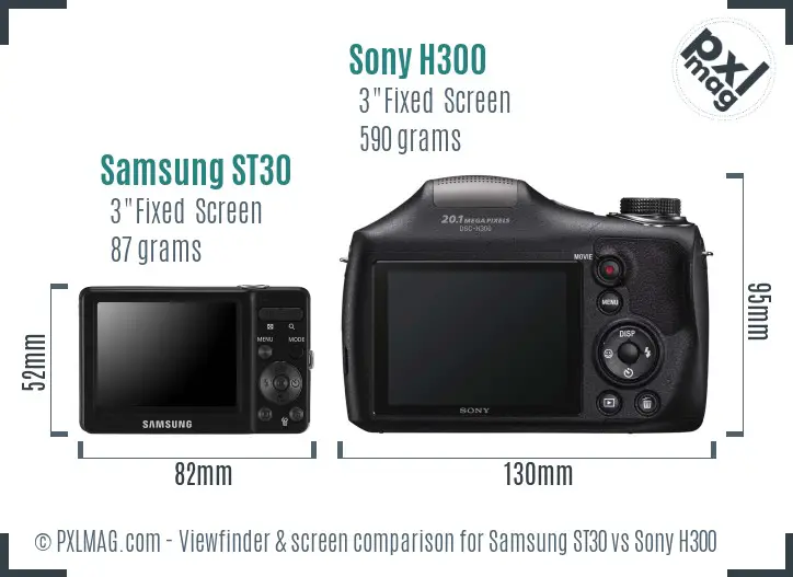 Samsung ST30 vs Sony H300 Screen and Viewfinder comparison