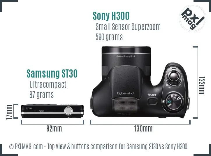 Samsung ST30 vs Sony H300 top view buttons comparison