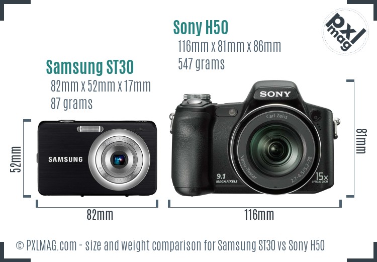 Samsung ST30 vs Sony H50 size comparison Samsung ST30 vs Sony H50 size comparison