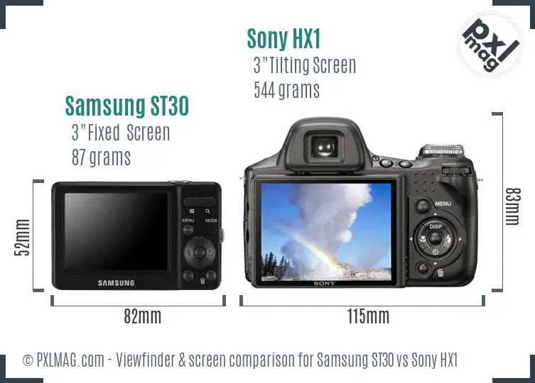 Samsung ST30 vs Sony HX1 Screen and Viewfinder comparison Samsung ST30 vs Sony HX1 Screen and Viewfinder comparison