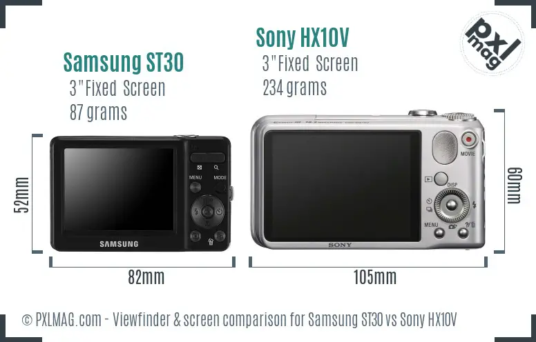Samsung ST30 vs Sony HX10V Screen and Viewfinder comparison Samsung ST30 vs Sony HX10V Screen and Viewfinder comparison