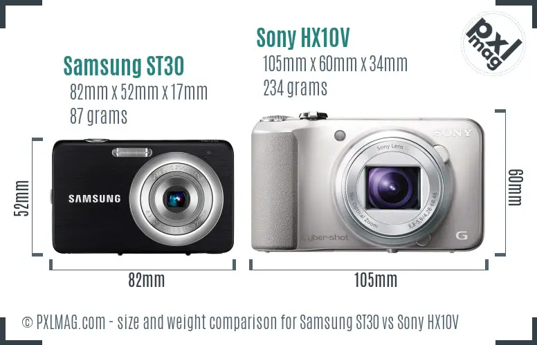 Samsung ST30 vs Sony HX10V size comparison Samsung ST30 vs Sony HX10V size comparison