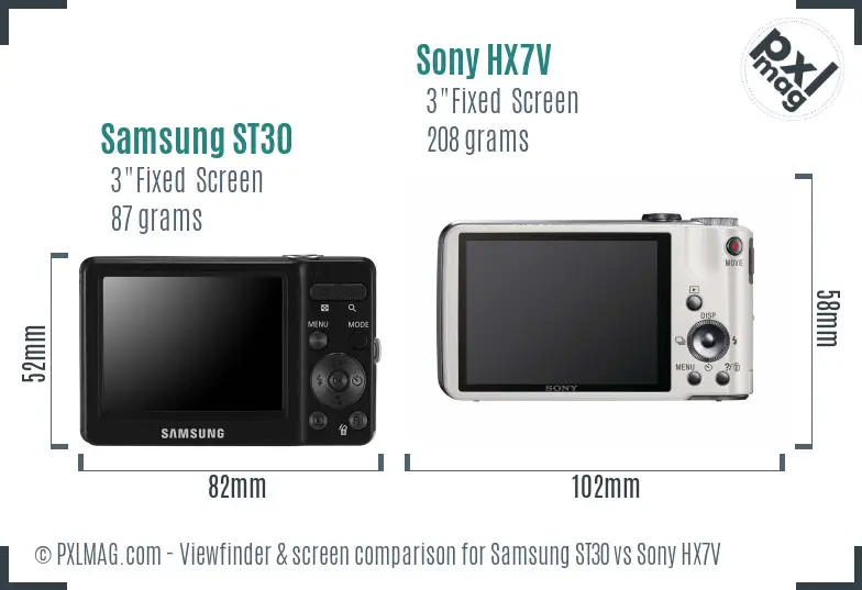 Samsung ST30 vs Sony HX7V Screen and Viewfinder comparison Samsung ST30 vs Sony HX7V Screen and Viewfinder comparison