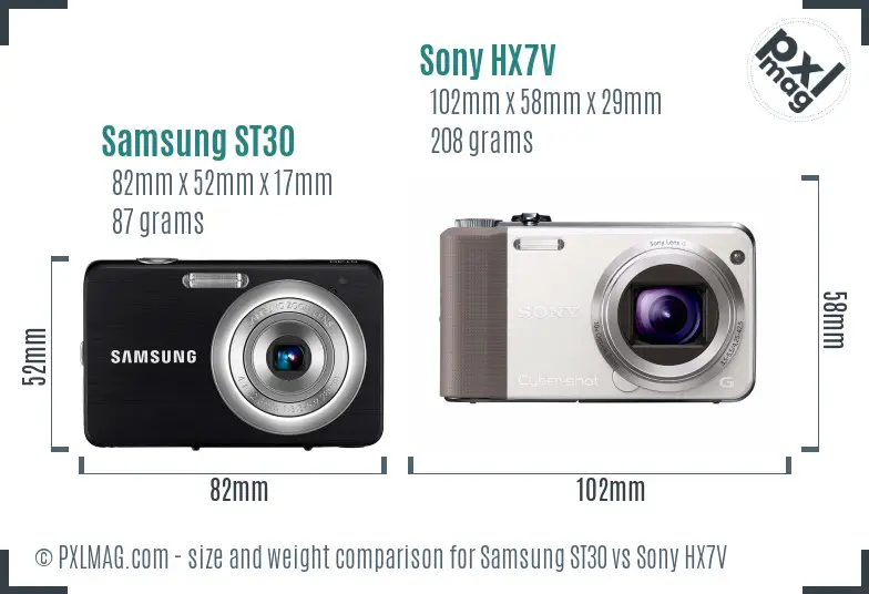 Samsung ST30 vs Sony HX7V size comparison Samsung ST30 vs Sony HX7V size comparison